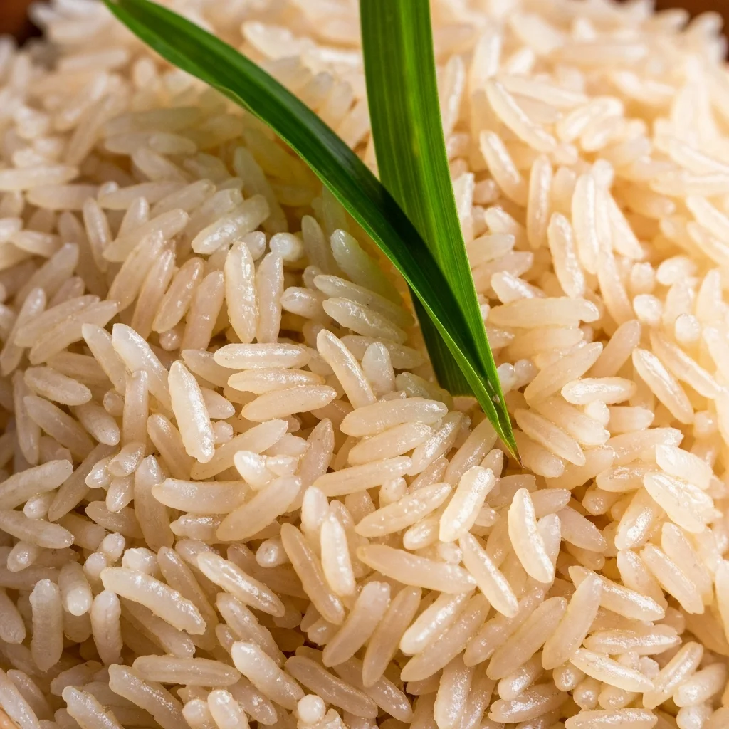 Fluffy coconut rice grains cooked with pandan leaf, the base of every nasi lemak